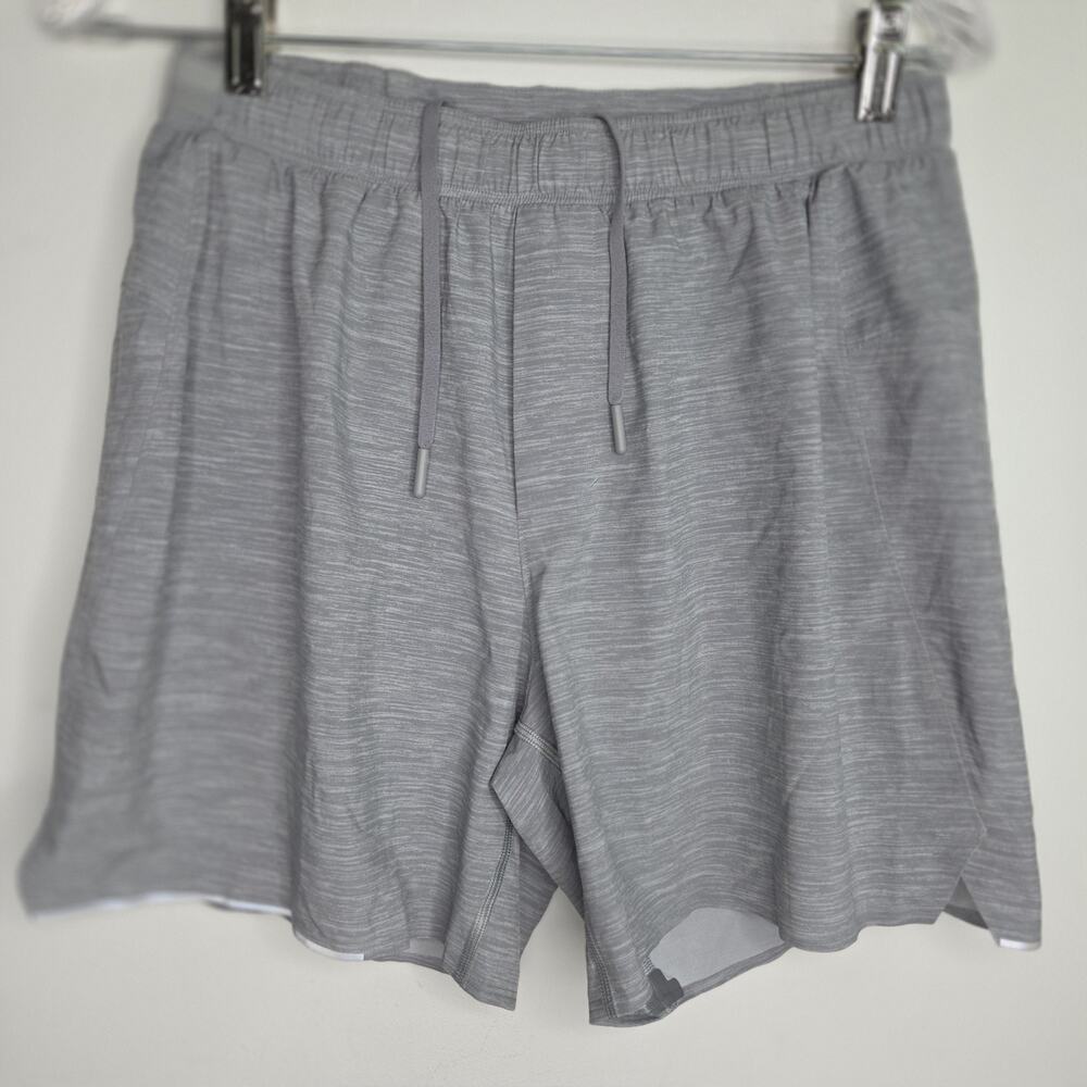 Lululemon THE Short Linerless 7” Mens M Heather Allover Sea Salt Light Cast